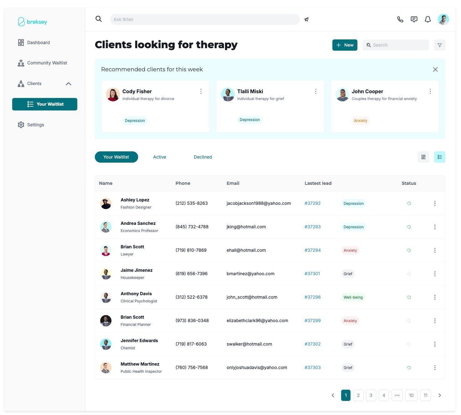 Data Table - Client List-1